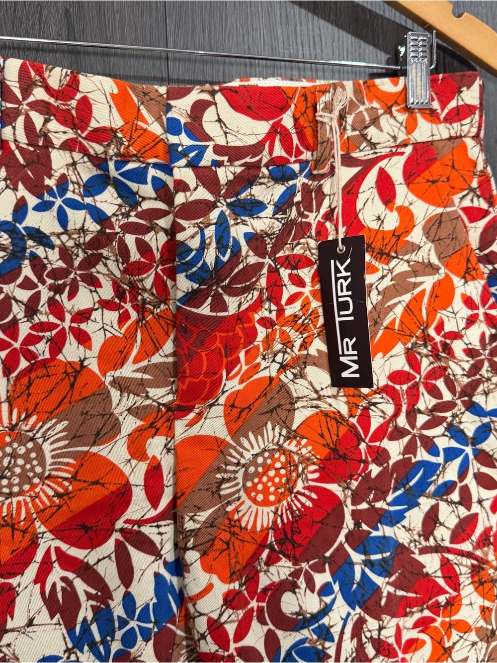 NWT Mr Turk Men’s 32 Retro Floral Print Slim Pants Made in California - Picture 3 of 7
